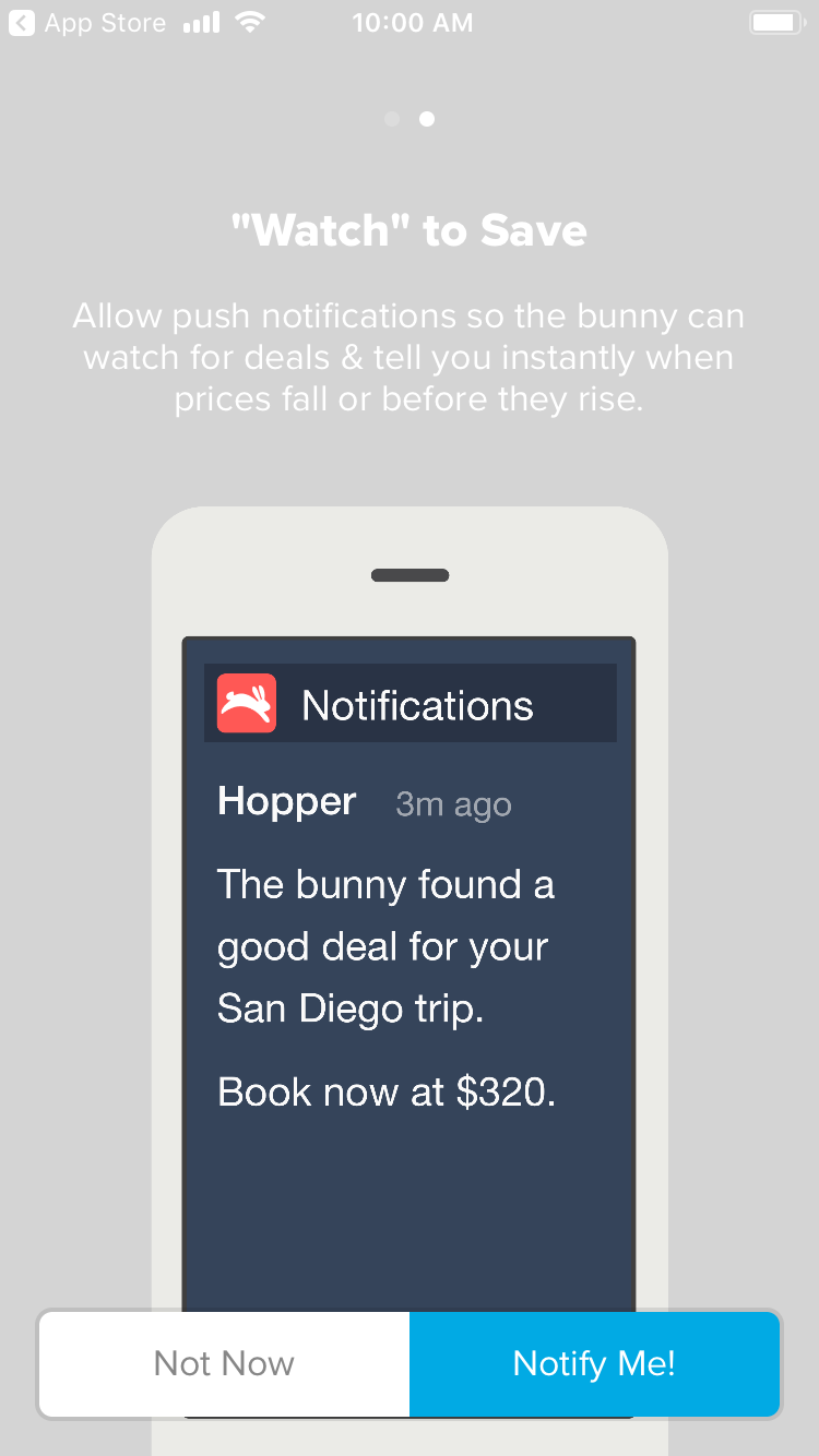 Hopper push notification microcopy