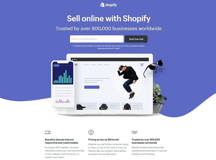 A Shopify landing page