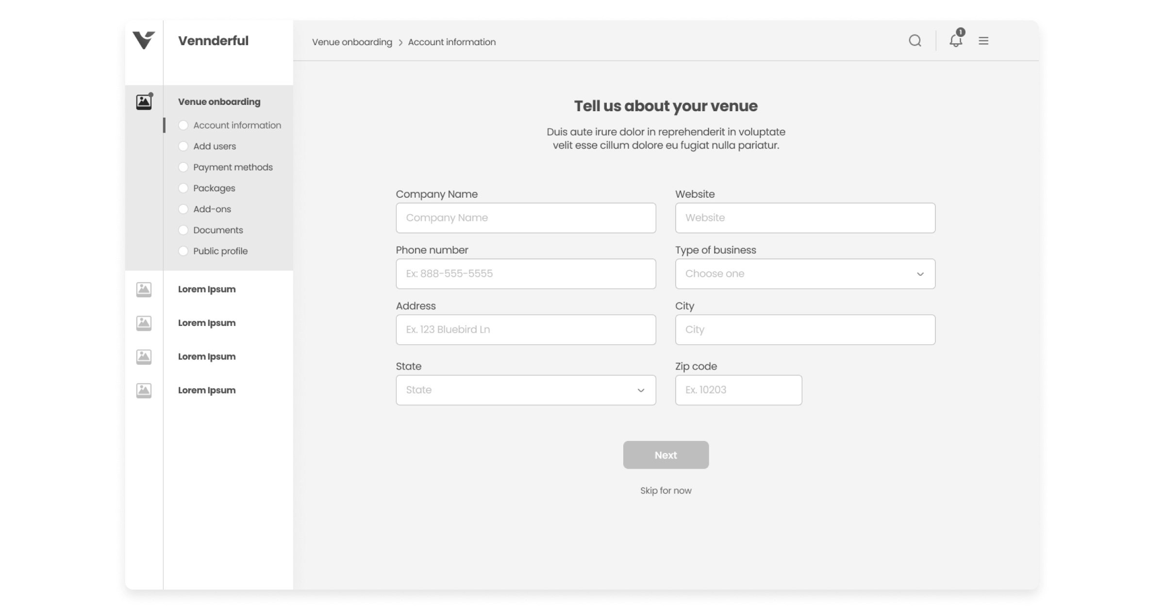 Vennderful Wireframe